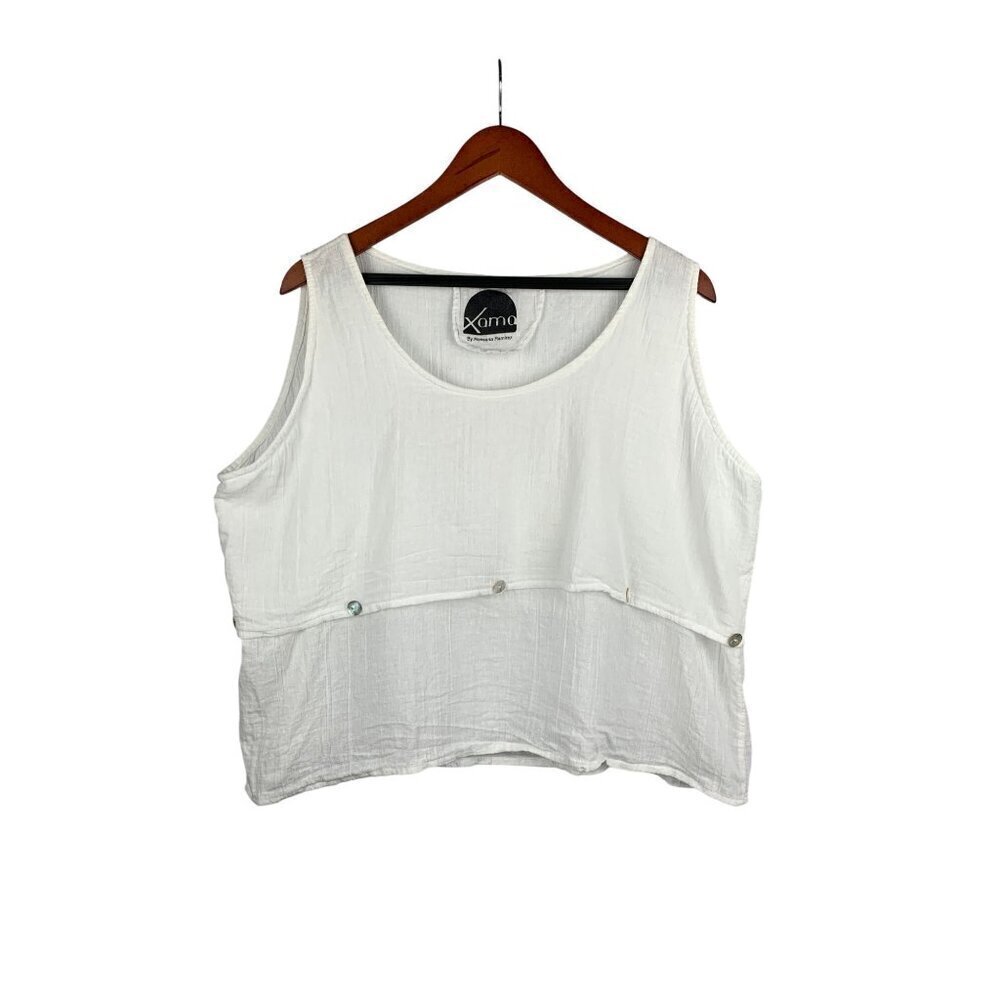 Xama By Rossana Ramirez Womens Sleeveless White Button Detail Top Size G